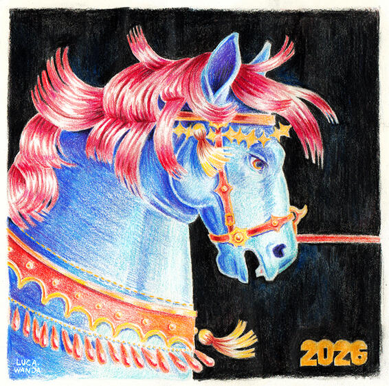 "Year of the Horse" colored pencils 2026